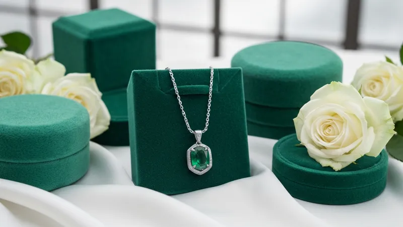 Pendentif émeraude solitaire sur chaîne en or jaune